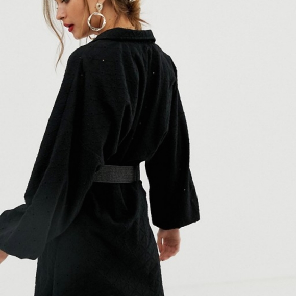 ASOS broderie shirt dress with woven belt - Picture 2 of 4